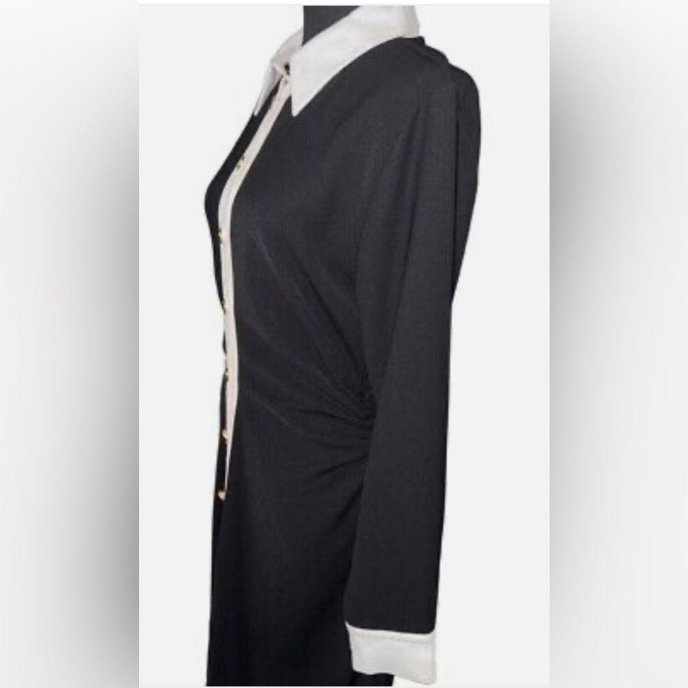 Black mini dress white collar & cuffs NWOT Small
